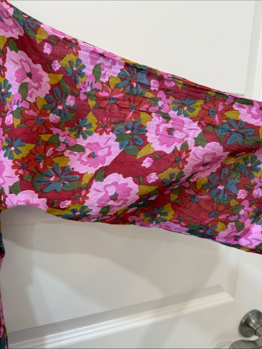 NATURAL LIFE Pink Floral V-Neck Boho Top - Picture 6 of 7